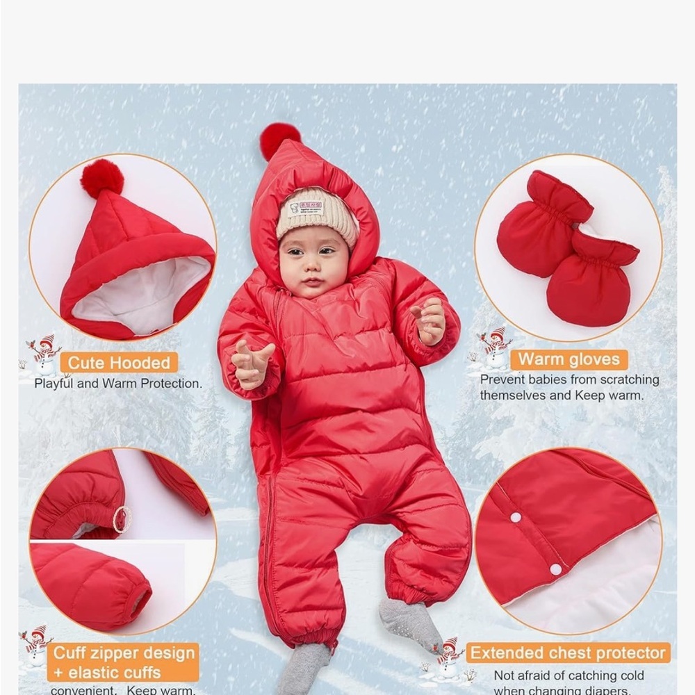 Three Piece baby puffer thermal lined Snowsuit - Picture 10 of 14